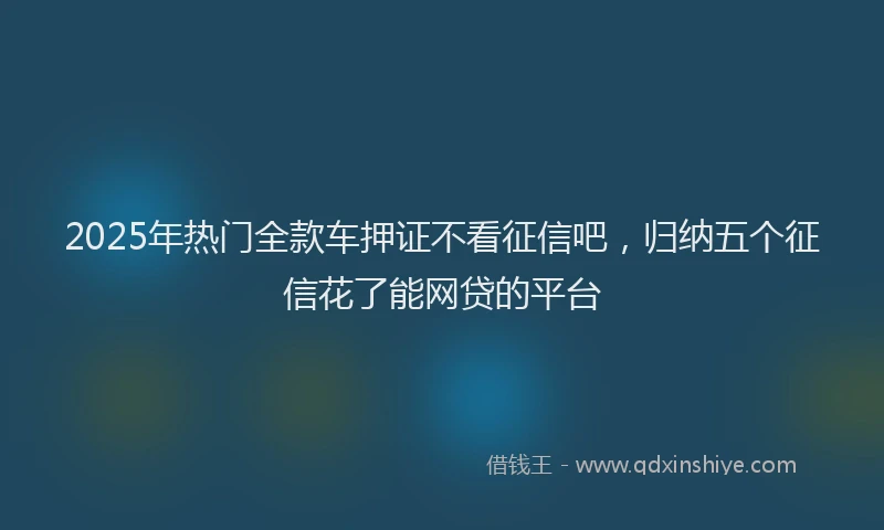 2025年热门全款车押证不看征信吧，归纳五个征信花了能网贷的平台