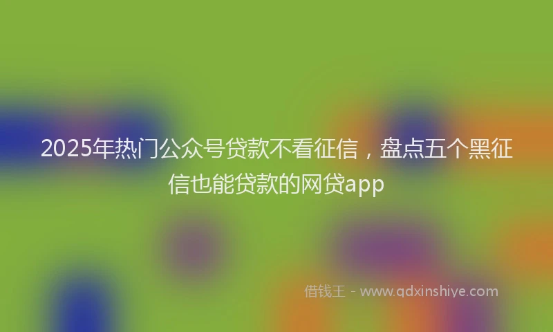 2025年热门公众号贷款不看征信，盘点五个黑征信也能贷款的网贷app