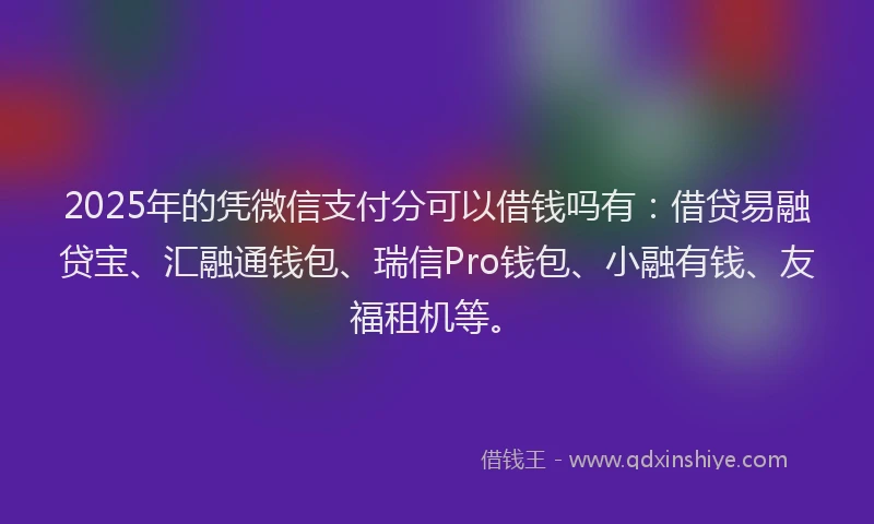2025年的凭微信支付分可以借钱吗有：借贷易融贷宝、汇融通钱包、瑞信Pro钱包、小融有钱、友福租机等。