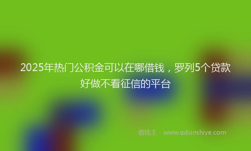 2025年热门公积金可以在哪借钱，罗列5个贷款好做不看征信的平台