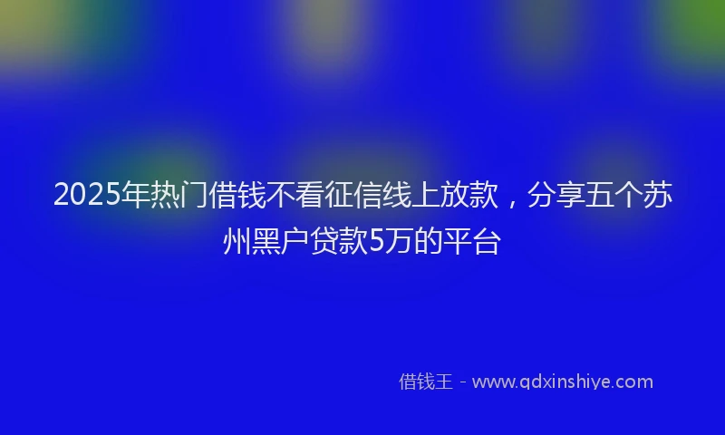 2025年热门借钱不看征信线上放款，分享五个苏州黑户贷款5万的平台