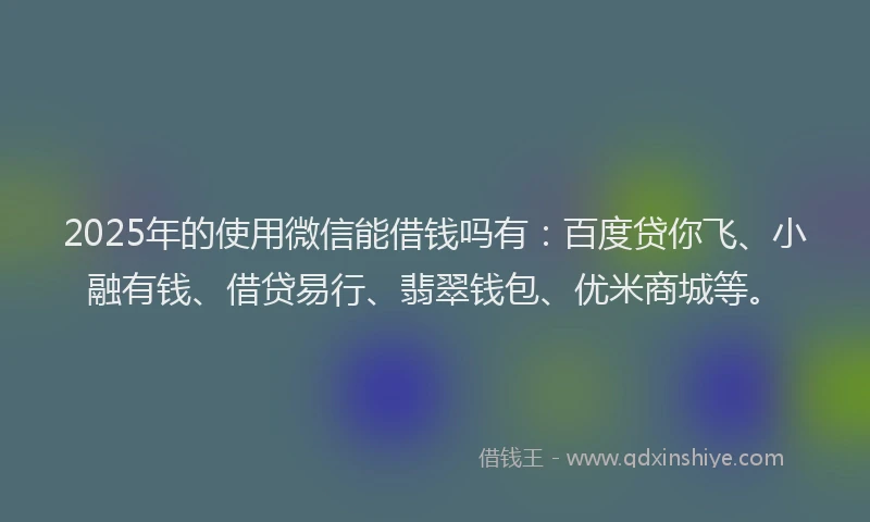2025年的使用微信能借钱吗有：百度贷你飞、小融有钱、借贷易行、翡翠钱包、优米商城等。
