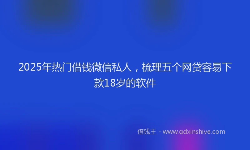 2025年热门借钱微信私人，梳理五个网贷容易下款18岁的软件
