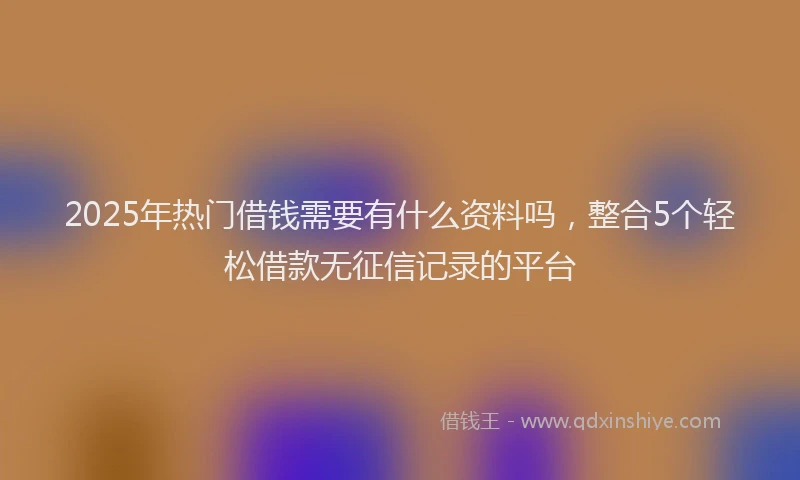2025年热门借钱需要有什么资料吗，整合5个轻松借款无征信记录的平台