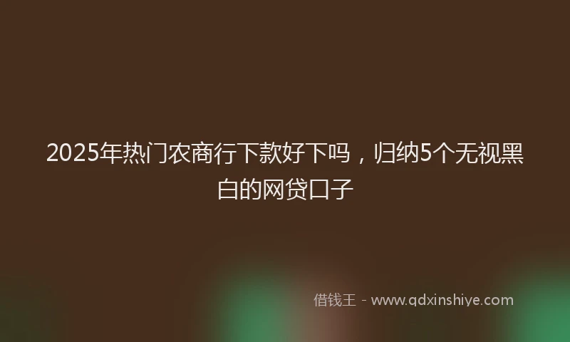 2025年热门农商行下款好下吗，归纳5个无视黑白的网贷口子