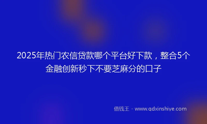 2025年热门农信贷款哪个平台好下款，整合5个金融创新秒下不要芝麻分的口子