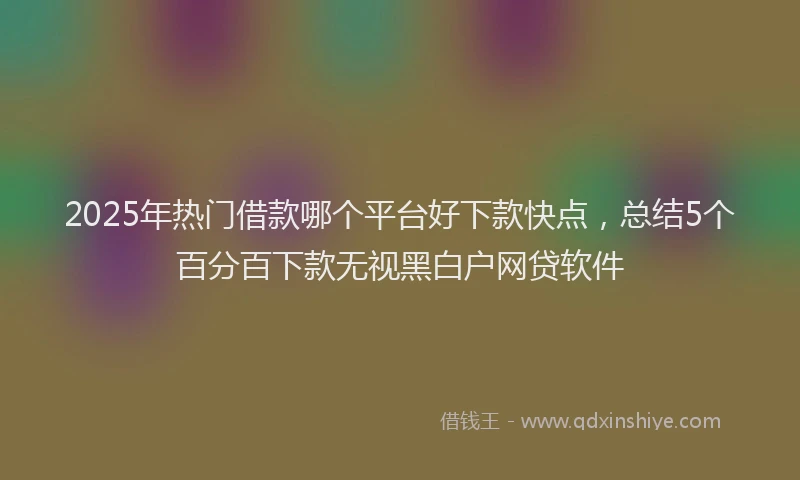 2025年热门借款哪个平台好下款快点，总结5个百分百下款无视黑白户网贷软件