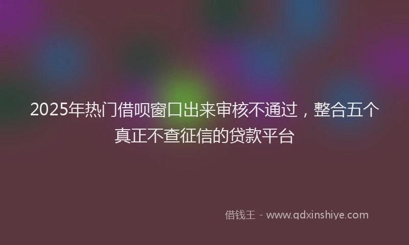 2025年热门借呗窗口出来审核不通过，整合五个真正不查征信的贷款平台