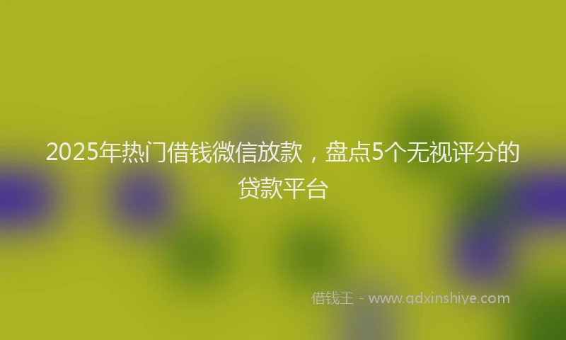 2025年热门借钱微信放款，盘点5个无视评分的贷款平台