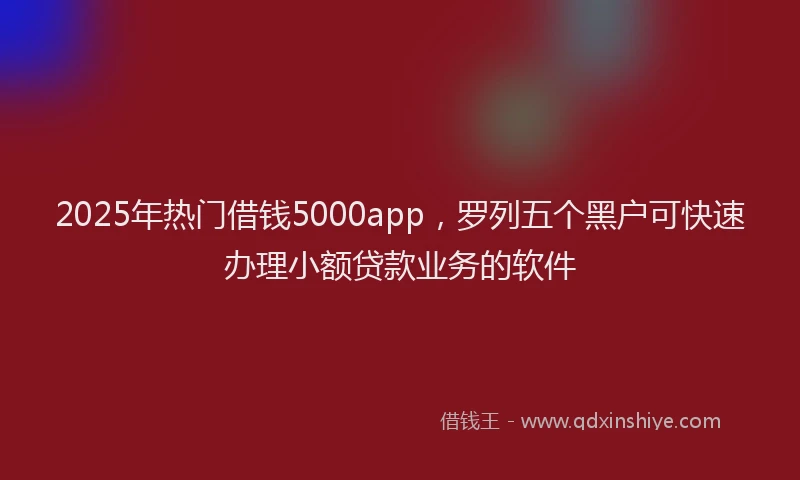 2025年热门借钱5000app，罗列五个黑户可快速办理小额贷款业务的软件