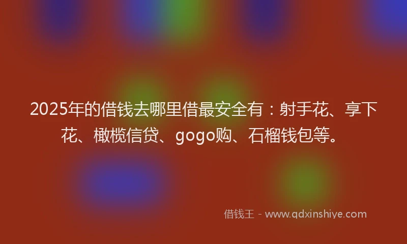 2025年的借钱去哪里借最安全有：射手花、享下花、橄榄信贷、gogo购、石榴钱包等。