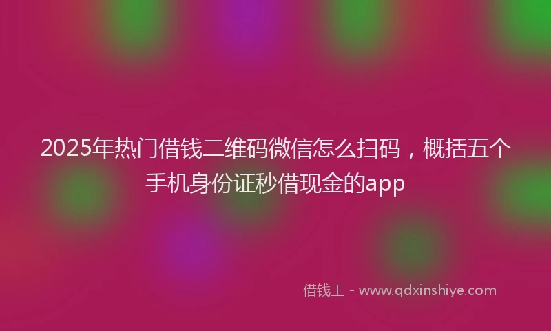 2025年热门借钱二维码微信怎么扫码，概括五个手机身份证秒借现金的app