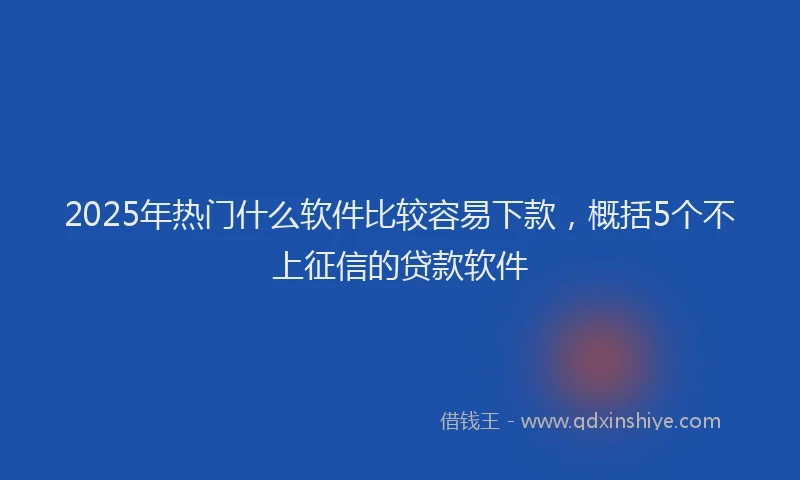 2025年热门什么软件比较容易下款，概括5个不上征信的贷款软件