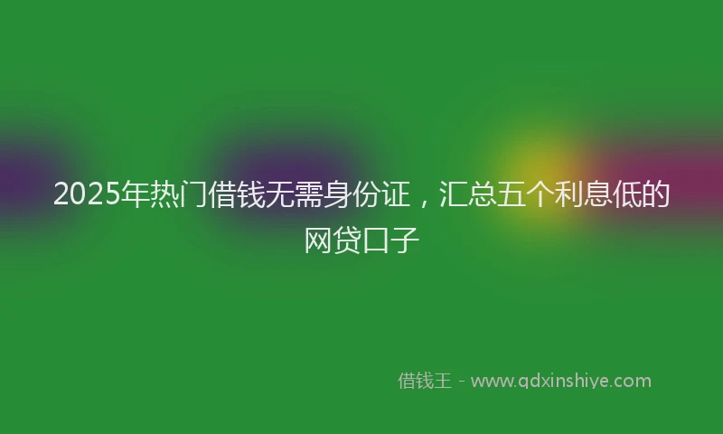 2025年热门借钱无需身份证，汇总五个利息低的网贷口子