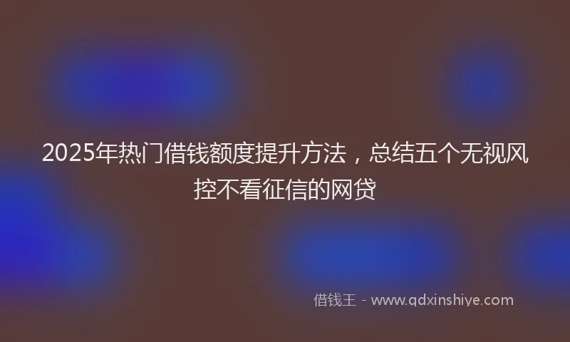 2025年热门借钱额度提升方法，总结五个无视风控不看征信的网贷