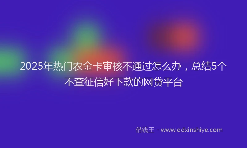 2025年热门农金卡审核不通过怎么办，总结5个不查征信好下款的网贷平台