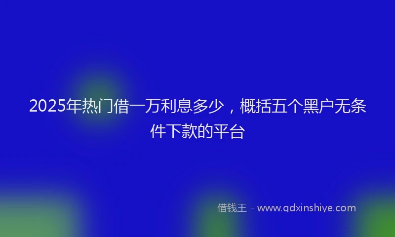 2025年热门借一万利息多少，概括五个黑户无条件下款的平台