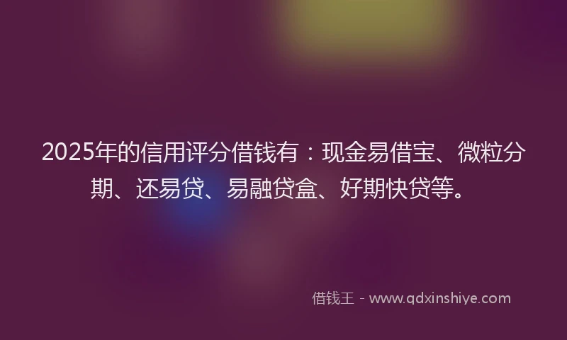2025年的信用评分借钱有：现金易借宝、微粒分期、还易贷、易融贷盒、好期快贷等。