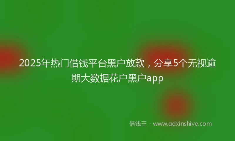 2025年热门借钱平台黑户放款，分享5个无视逾期大数据花户黑户app