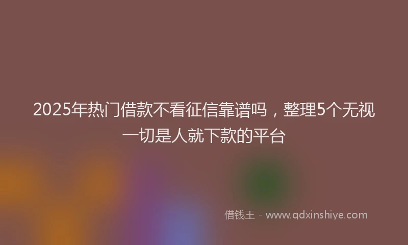 2025年热门借款不看征信靠谱吗，整理5个无视一切是人就下款的平台