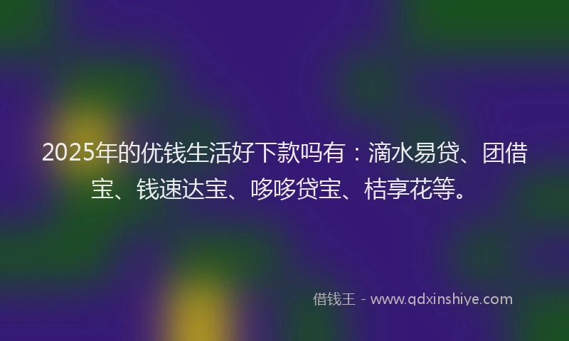 2025年的优钱生活好下款吗有：滴水易贷、团借宝、钱速达宝、哆哆贷宝、桔享花等。