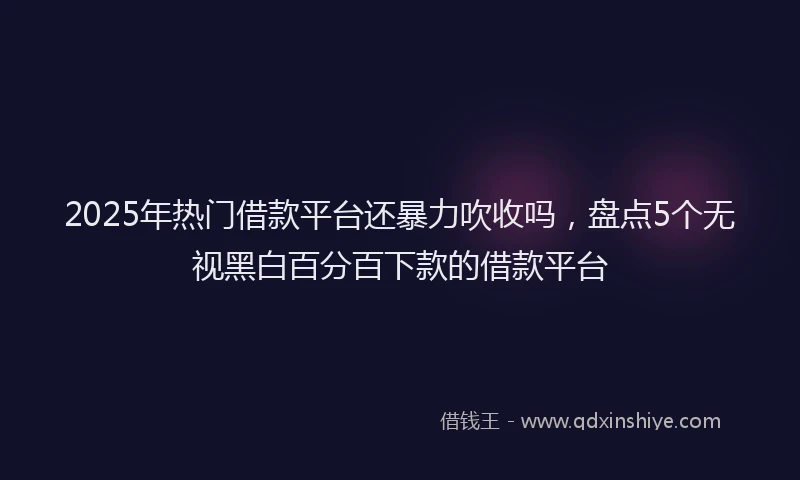 2025年热门借款平台还暴力吹收吗，盘点5个无视黑白百分百下款的借款平台