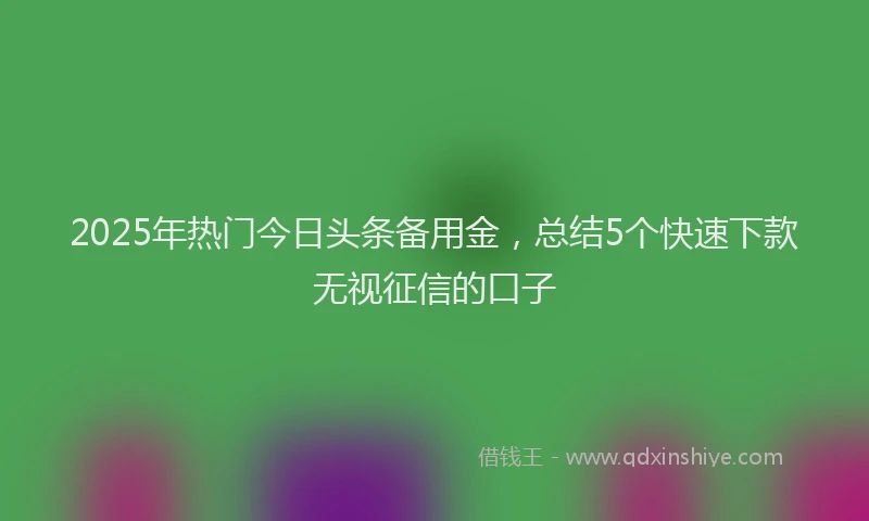 2025年热门今日头条备用金，总结5个快速下款无视征信的口子