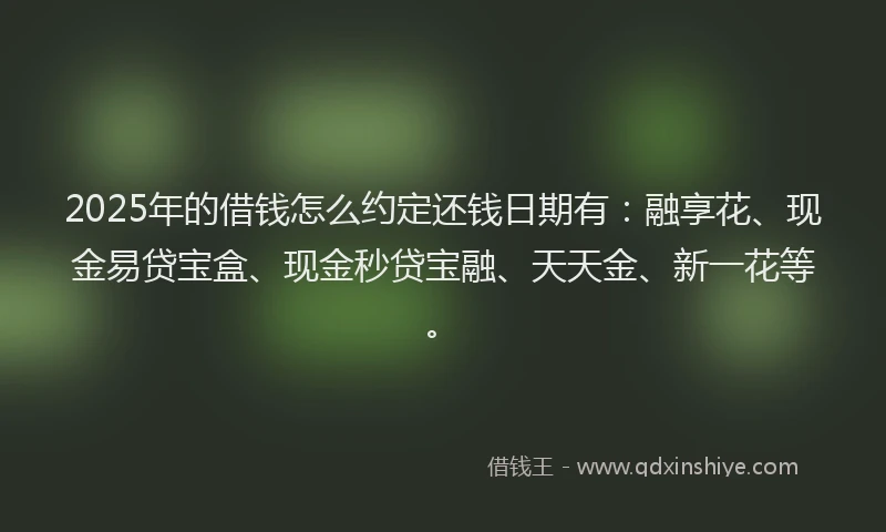 2025年的借钱怎么约定还钱日期有：融享花、现金易贷宝盒、现金秒贷宝融、天天金、新一花等。