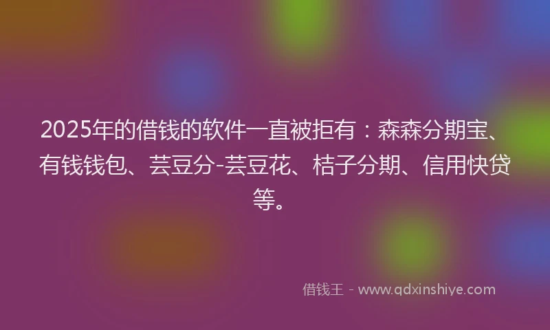 2025年的借钱的软件一直被拒有：森森分期宝、有钱钱包、芸豆分-芸豆花、桔子分期、信用快贷等。