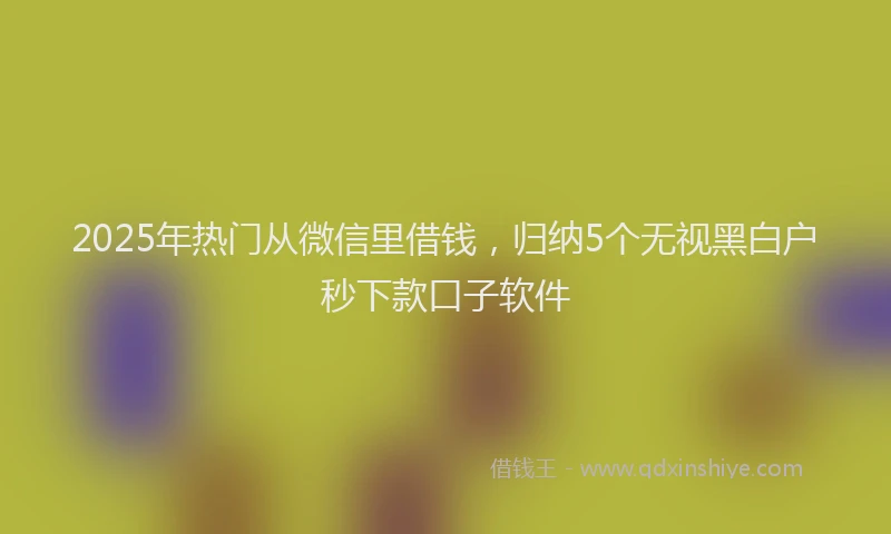 2025年热门从微信里借钱，归纳5个无视黑白户秒下款口子软件