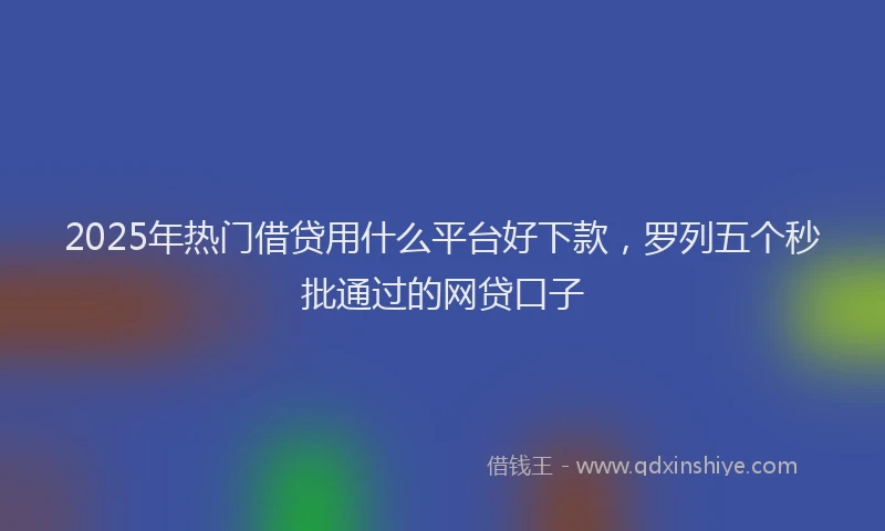 2025年热门借贷用什么平台好下款，罗列五个秒批通过的网贷口子