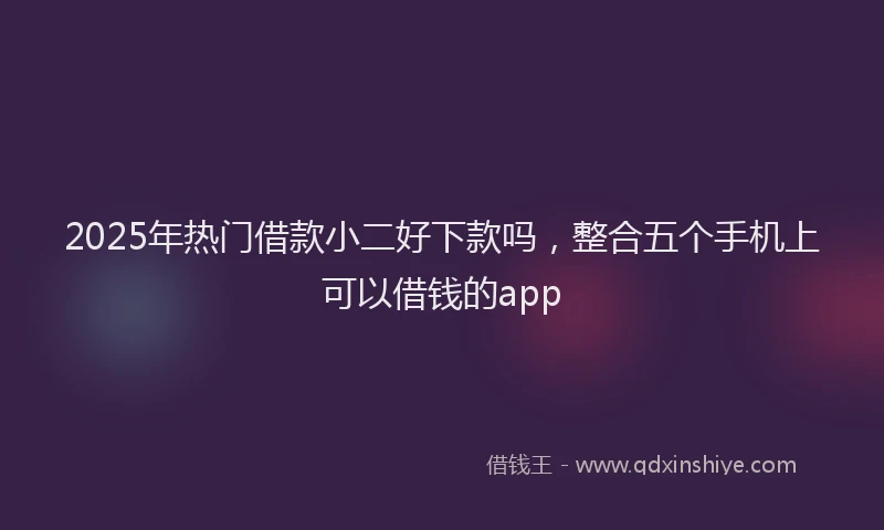 2025年热门借款小二好下款吗，整合五个手机上可以借钱的app