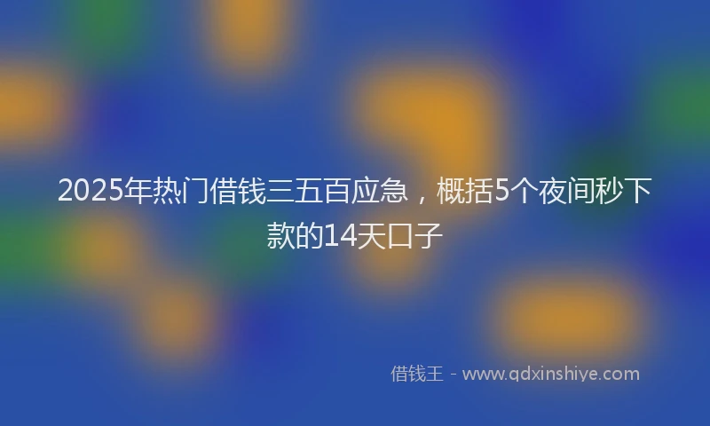 2025年热门借钱三五百应急，概括5个夜间秒下款的14天口子