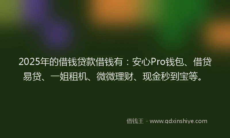 2025年的借钱贷款借钱有：安心Pro钱包、借贷易贷、一姐租机、微微理财、现金秒到宝等。