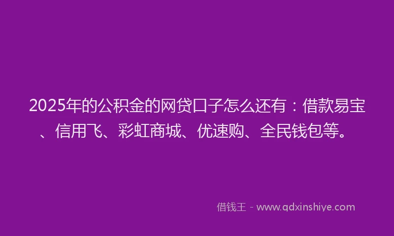 2025年的公积金的网贷口子怎么还有：借款易宝、信用飞、彩虹商城、优速购、全民钱包等。
