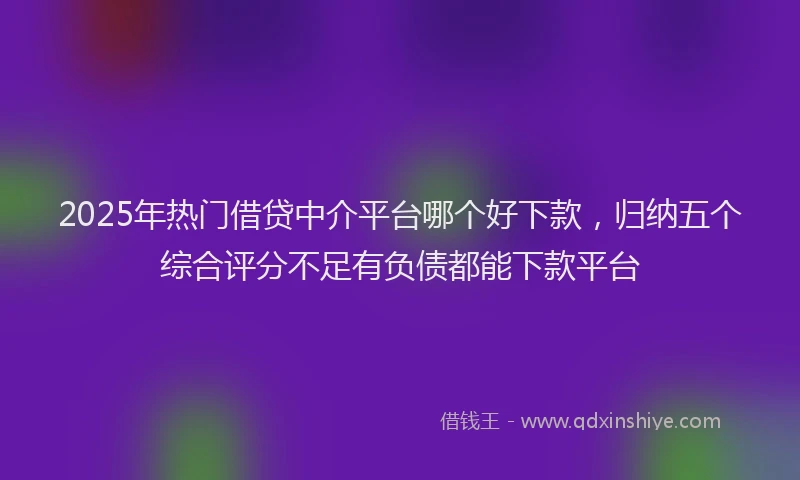 2025年热门借贷中介平台哪个好下款，归纳五个综合评分不足有负债都能下款平台