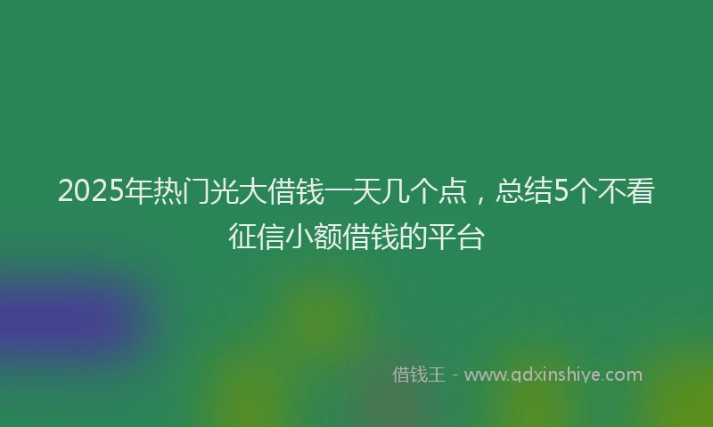 2025年热门光大借钱一天几个点，总结5个不看征信小额借钱的平台