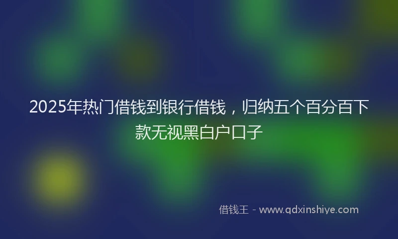 2025年热门借钱到银行借钱，归纳五个百分百下款无视黑白户口子