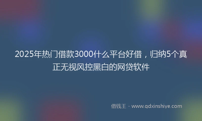 2025年热门借款3000什么平台好借，归纳5个真正无视风控黑白的网贷软件