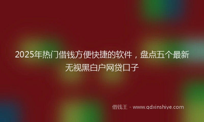 2025年热门借钱方便快捷的软件，盘点五个最新无视黑白户网贷口子