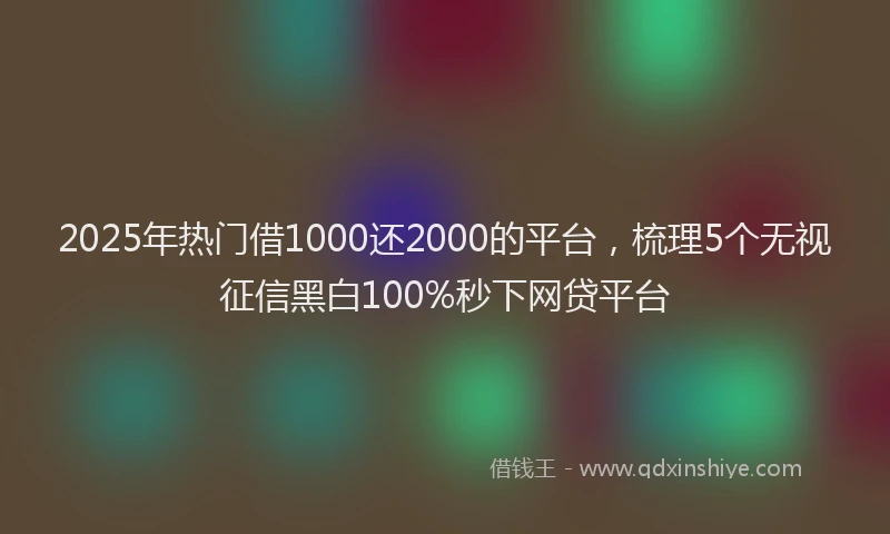 2025年热门借1000还2000的平台，梳理5个无视征信黑白100%秒下网贷平台