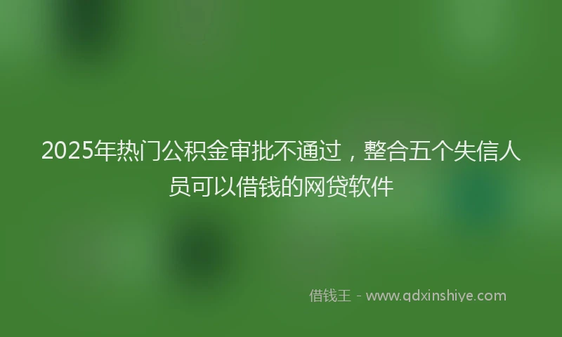 2025年热门公积金审批不通过，整合五个失信人员可以借钱的网贷软件