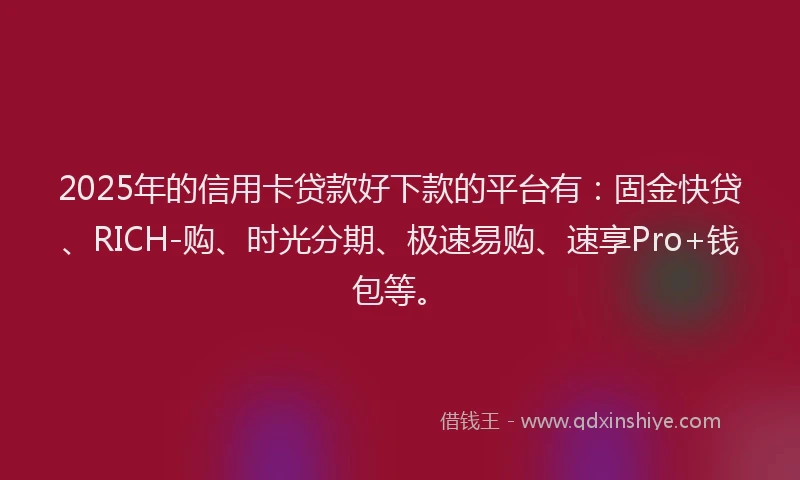 2025年的信用卡贷款好下款的平台有：固金快贷、RICH-购、时光分期、极速易购、速享Pro+钱包等。