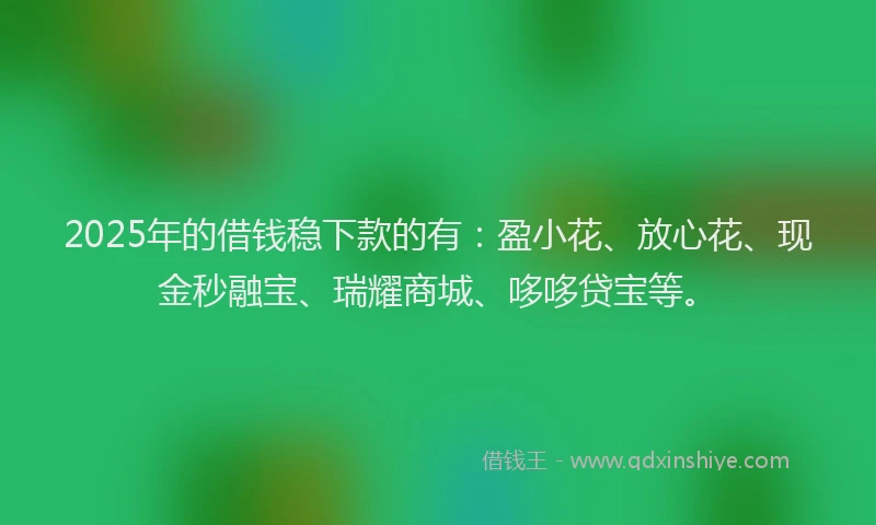2025年的借钱稳下款的有：盈小花、放心花、现金秒融宝、瑞耀商城、哆哆贷宝等。