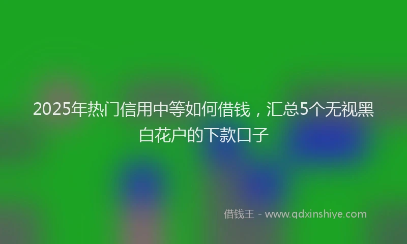 2025年热门信用中等如何借钱，汇总5个无视黑白花户的下款口子