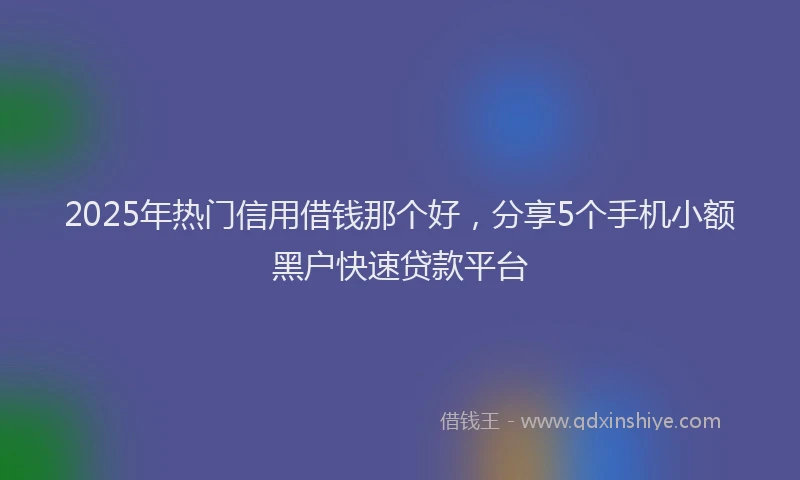 2025年热门信用借钱那个好，分享5个手机小额黑户快速贷款平台