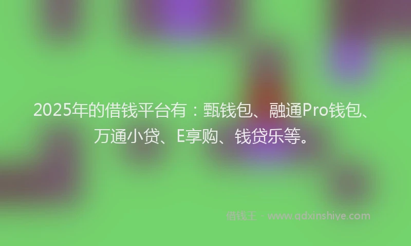2025年的借钱平台有：甄钱包、融通Pro钱包、万通小贷、E享购、钱贷乐等。
