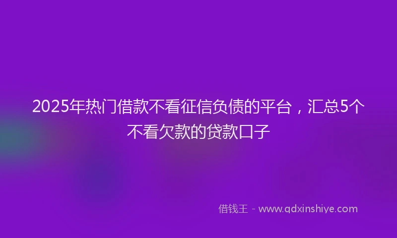 2025年热门借款不看征信负债的平台，汇总5个不看欠款的贷款口子