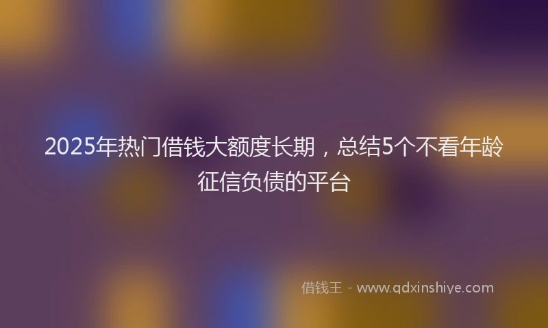 2025年热门借钱大额度长期，总结5个不看年龄征信负债的平台