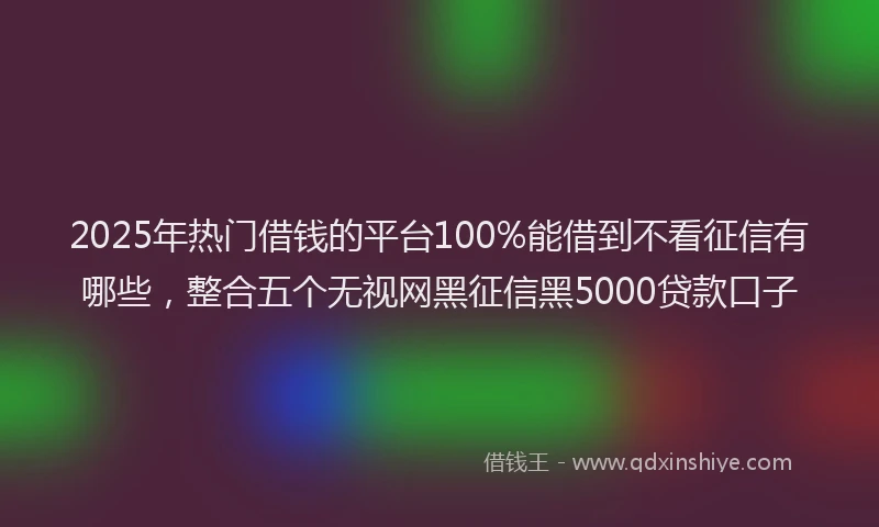 2025年热门借钱的平台100%能借到不看征信有哪些，整合五个无视网黑征信黑5000贷款口子